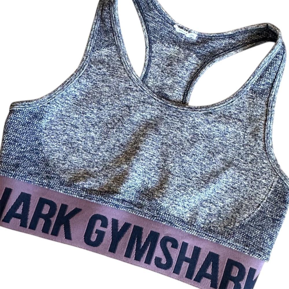 Gymshark Sports‎ Bra Size XS/S Blue Fleck & Lavender with Write Out Logo Band